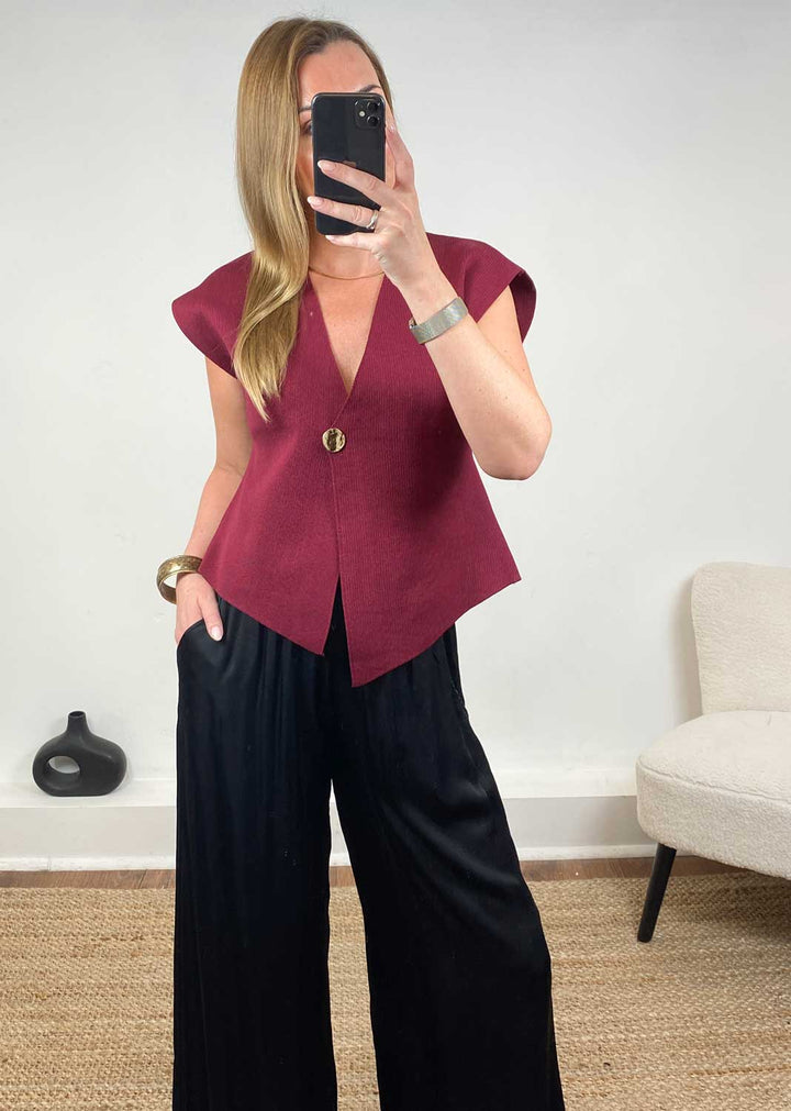 Burgundy Waistcoat Top