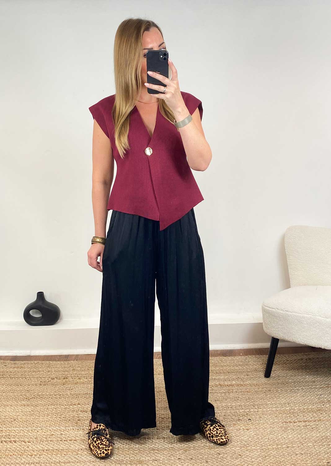 Silky Wide Leg Black Trousers