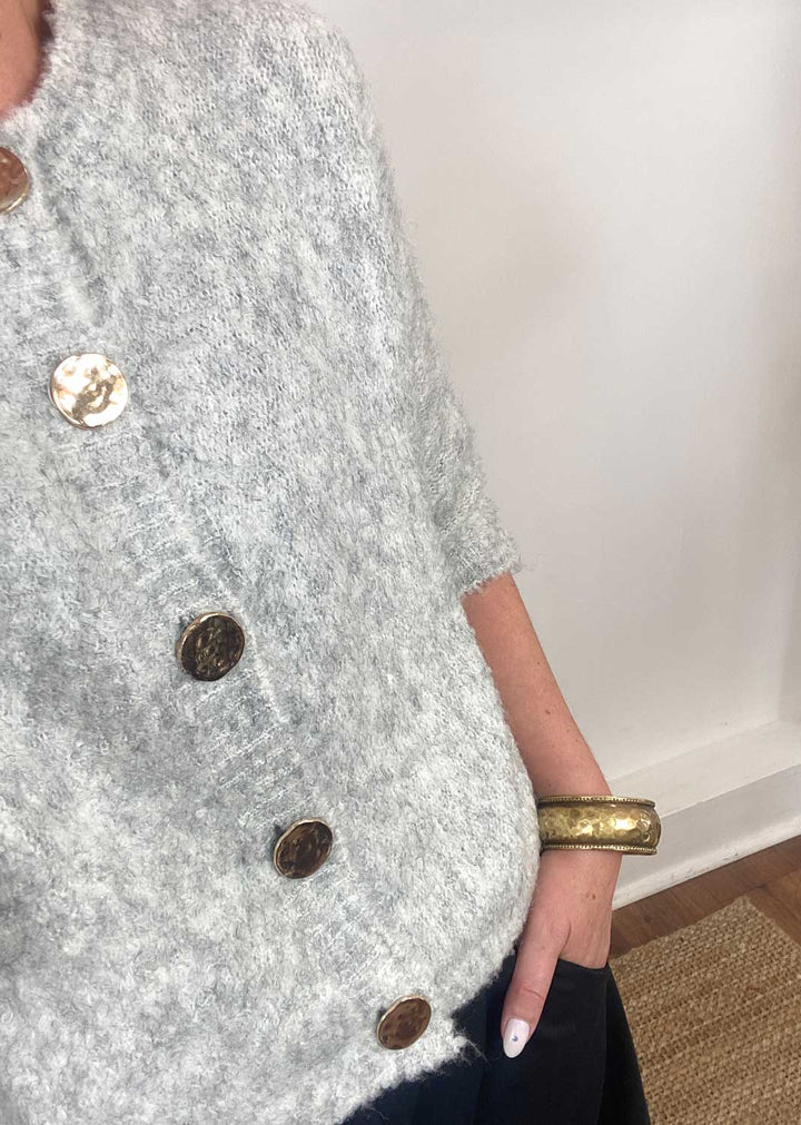 Ebba Grey Short Sleeve Cardigan