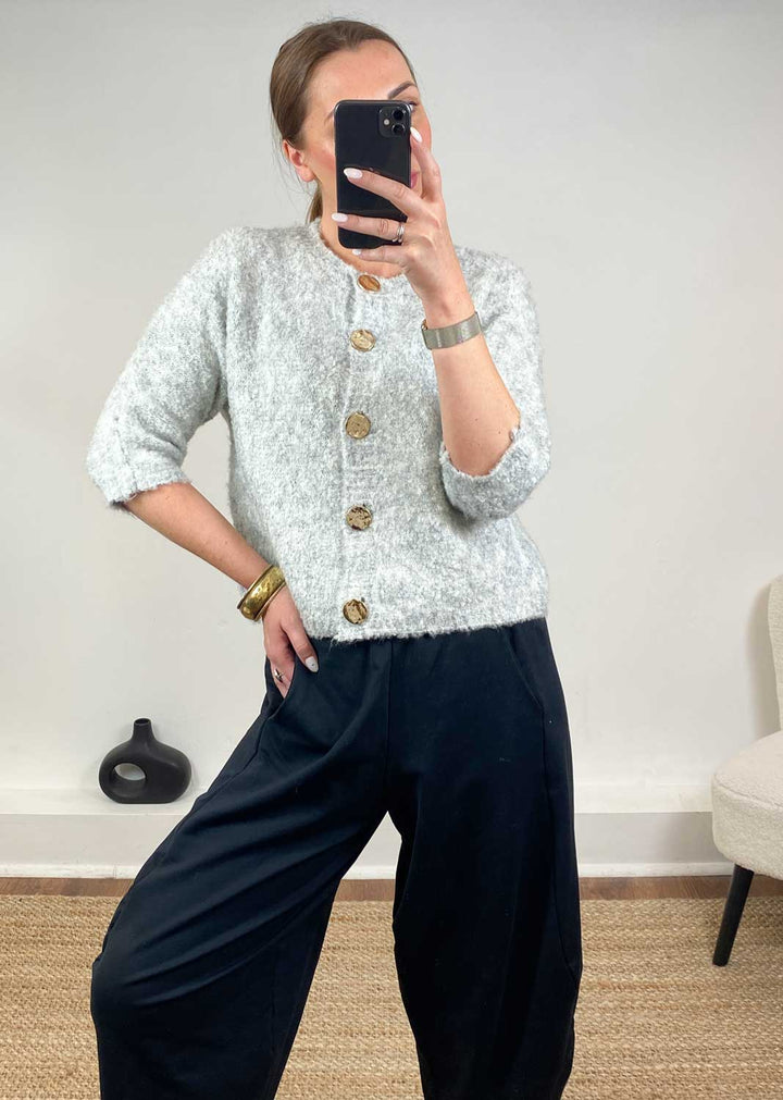 Ebba Grey Short Sleeve Cardigan
