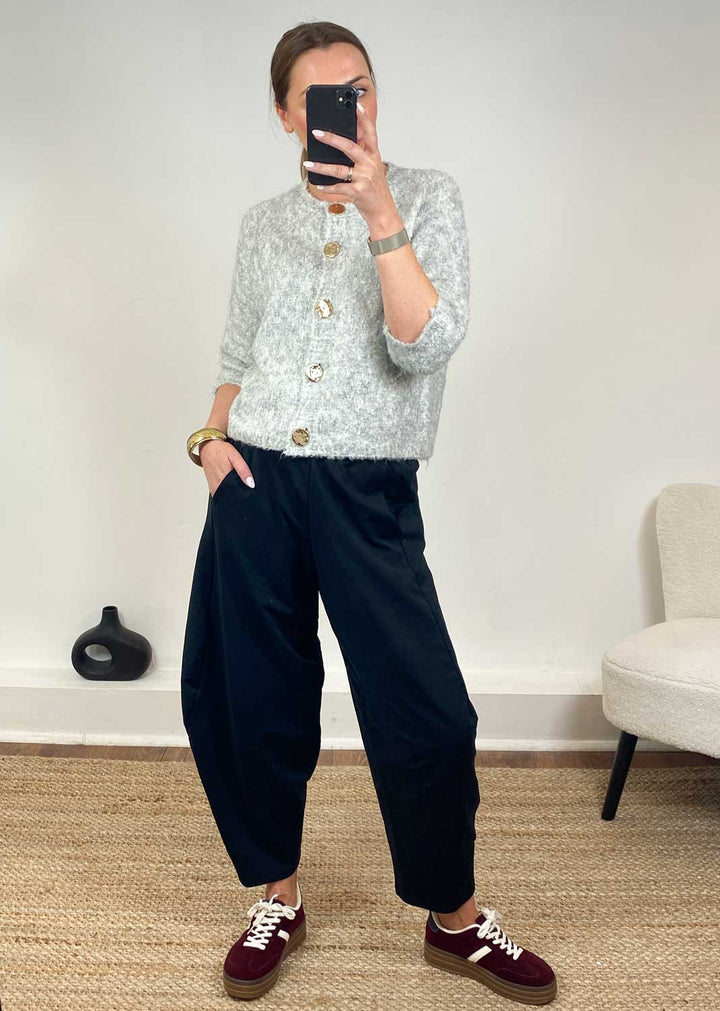 Ebba Grey Short Sleeve Cardigan