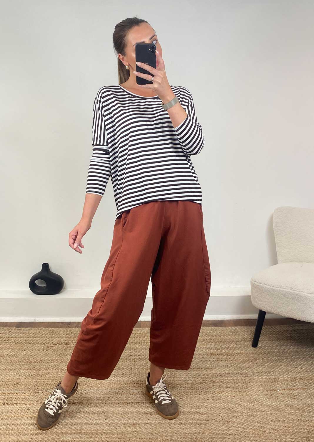 Farley Breton Stripe Top  Brown