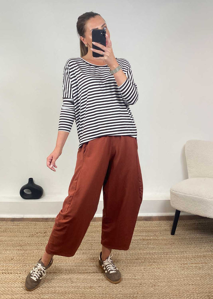 Farley Breton Stripe Top  Brown