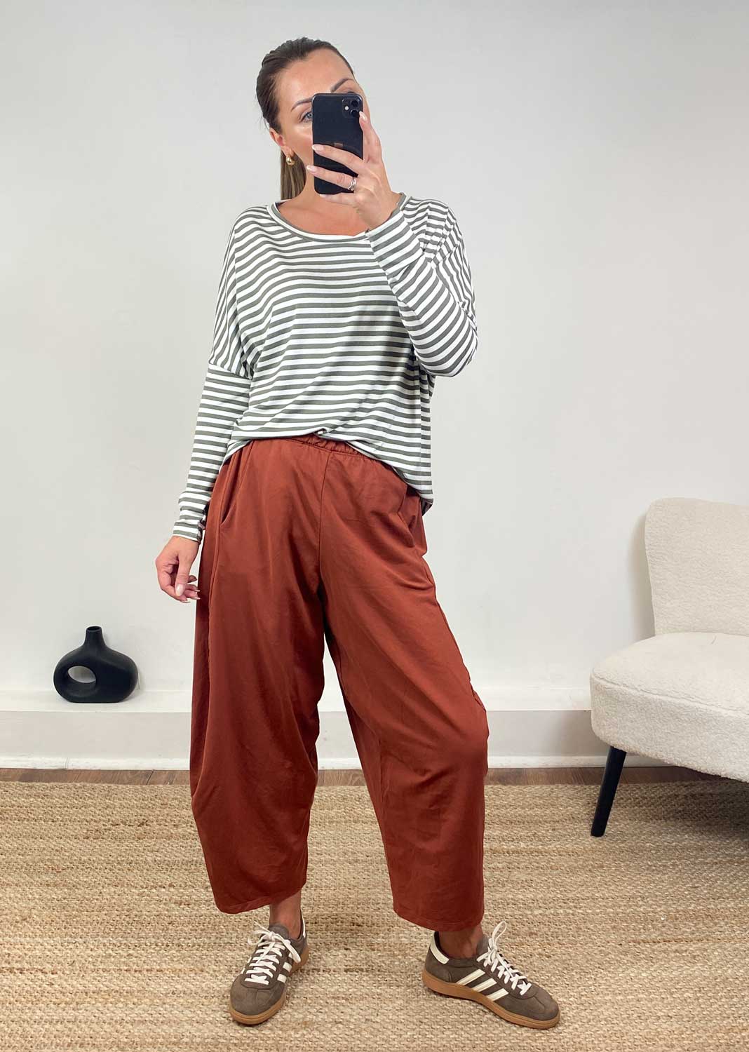 Farley Breton Stripe Top  Khaki