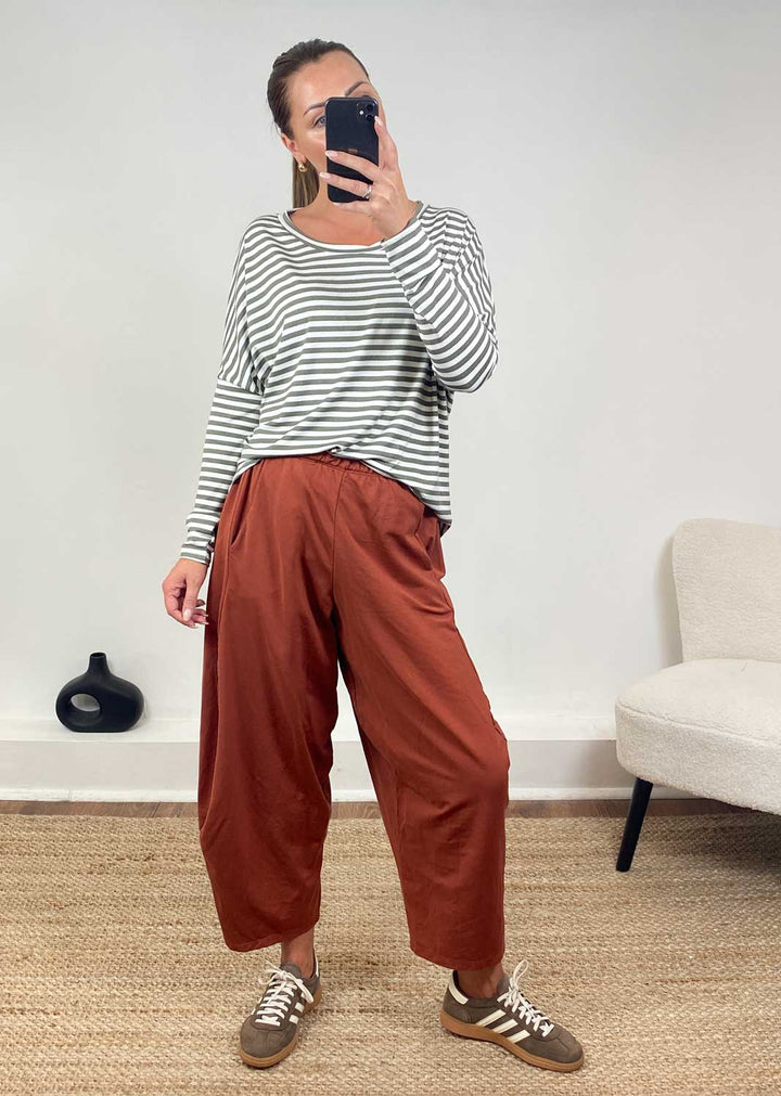 Farley Breton Stripe Top  Khaki