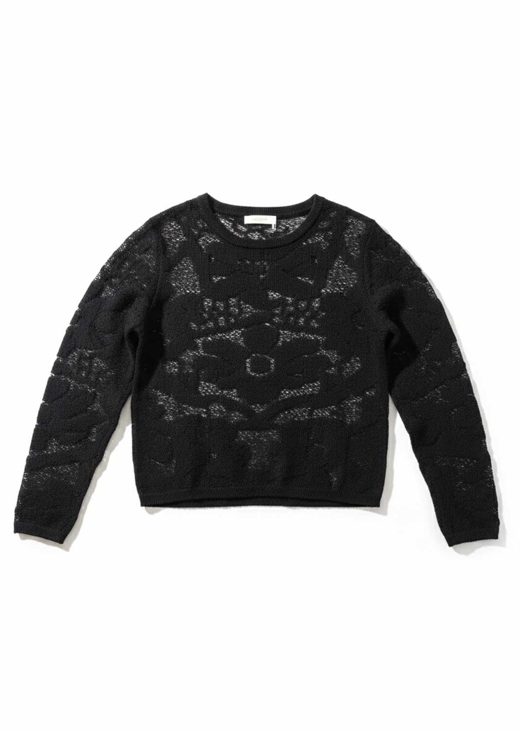 Fern Textured Crochet Knit Jumper Black