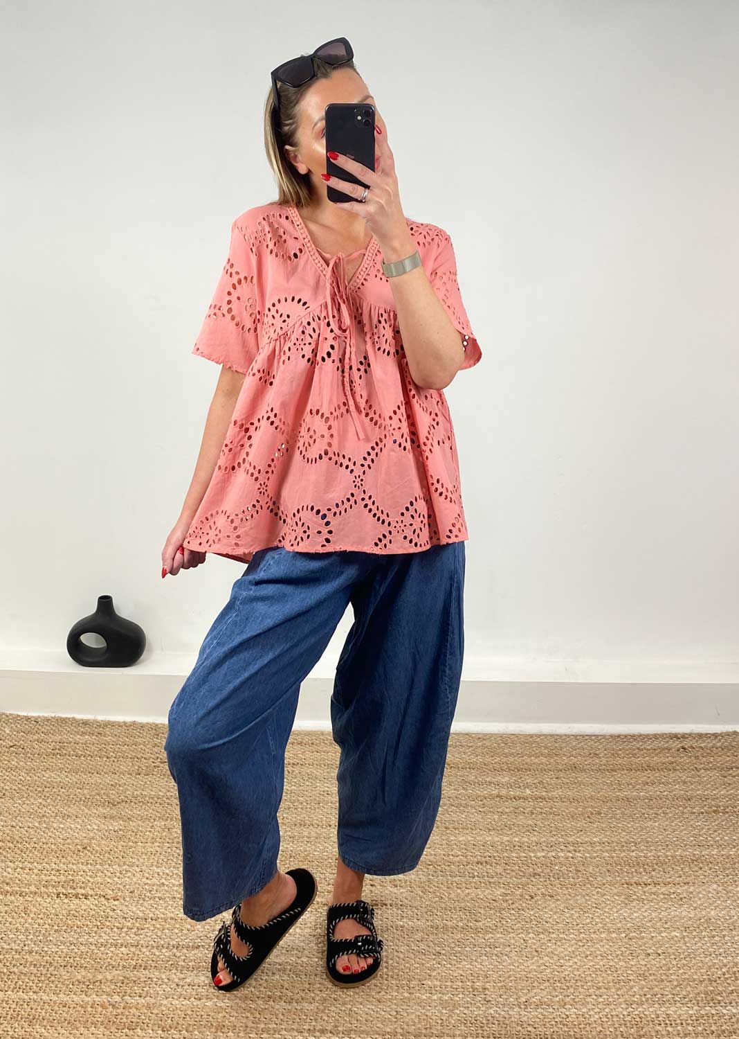 Flo Broderie Anglaise  Top in Pink