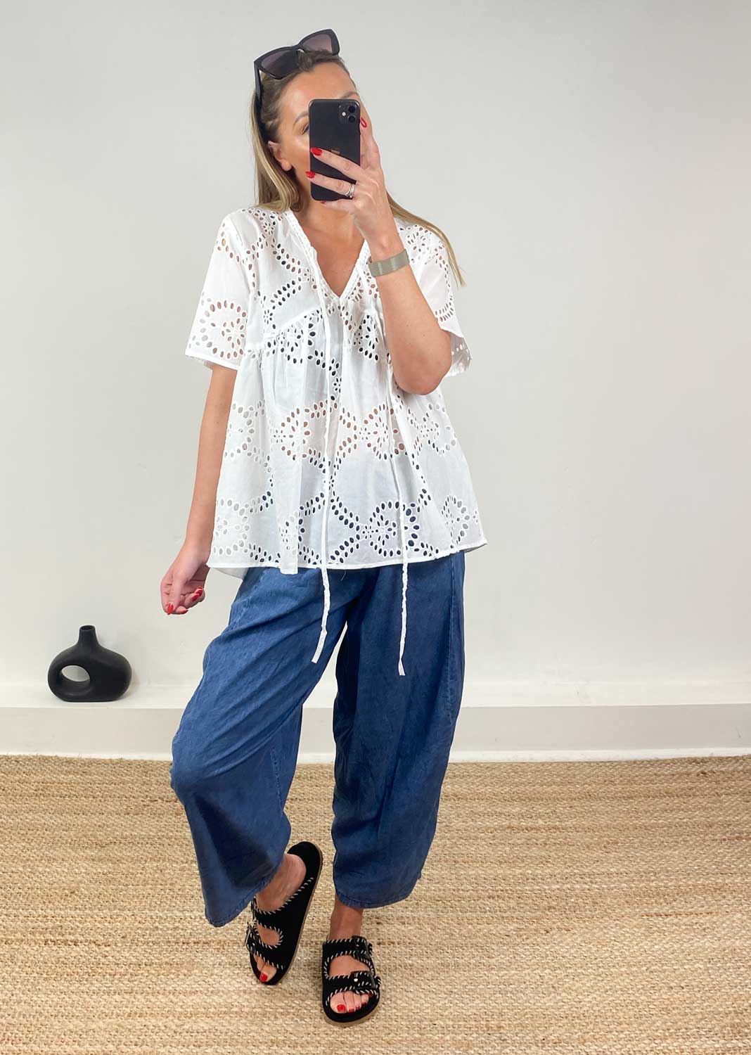 Flo Broderie Anglaise Top in White