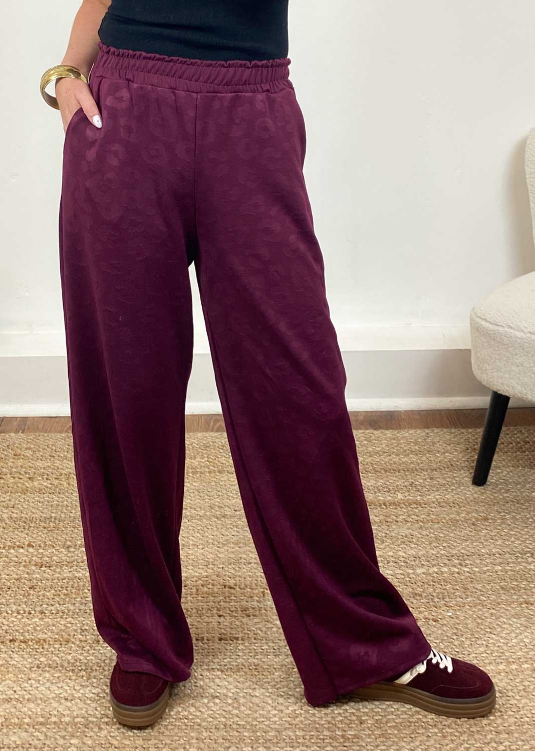 Burgundy Leopard Pants Bond Fashion UK