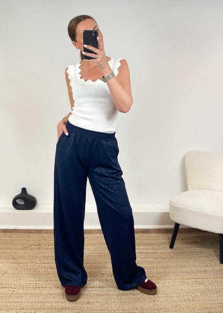 Gabriela Navy Leopard Wide Leg Pants