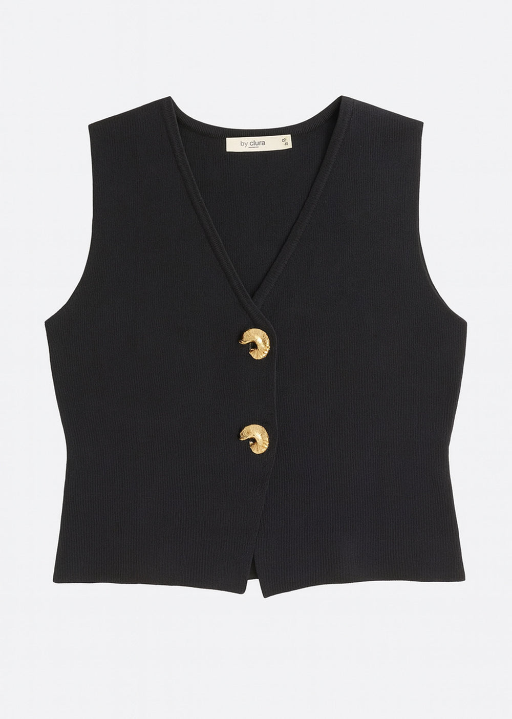 black structured knit waistcoat