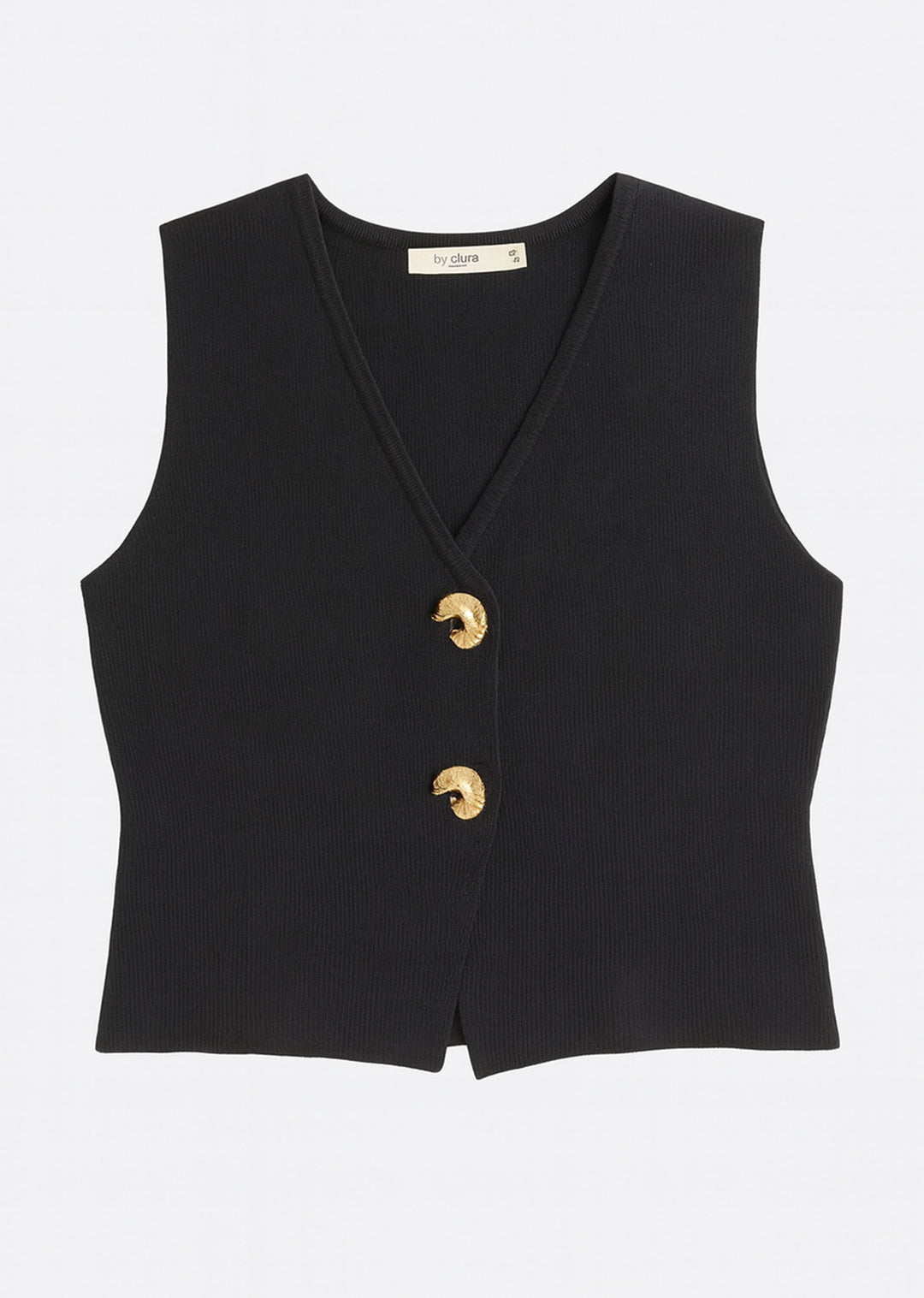 black structured knit waistcoat