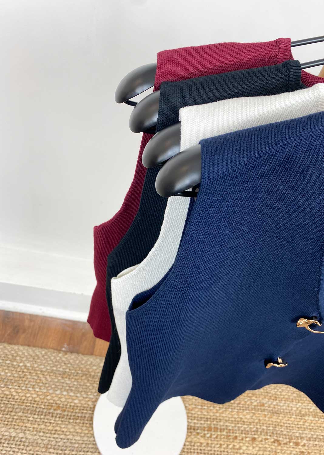 Gaelle Gold Button Knit Waistcoat Navy