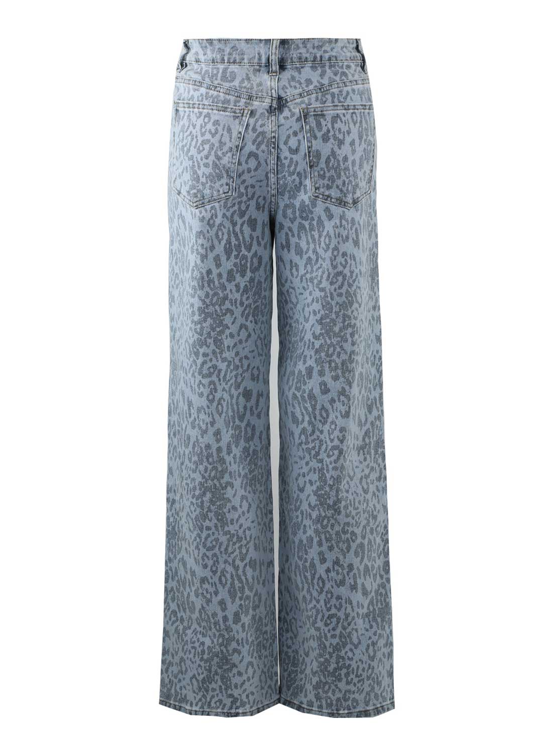 Valerie Wide Leg Leopard Jeans Blue