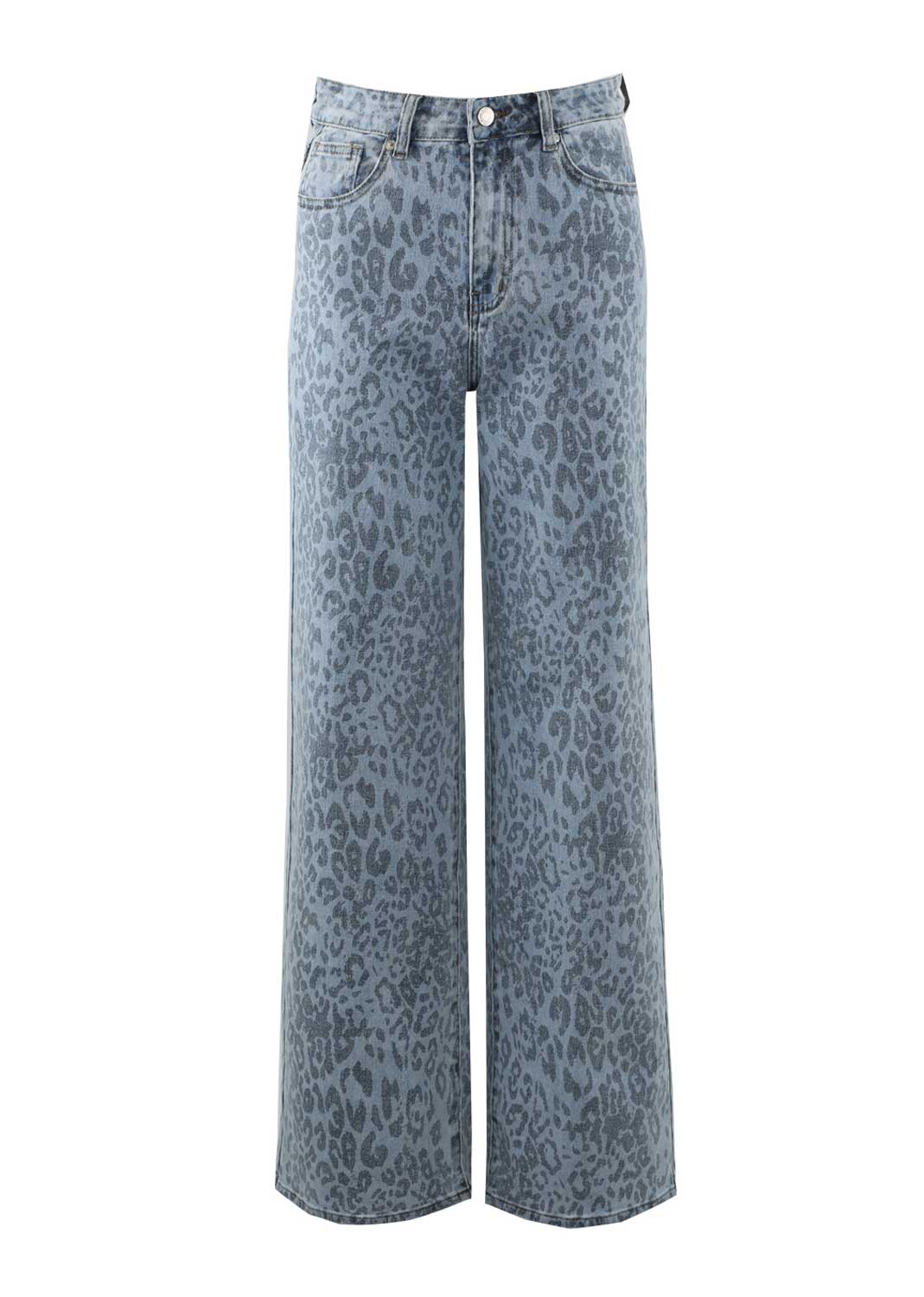 Valerie Wide Leg Leopard Jeans Blue