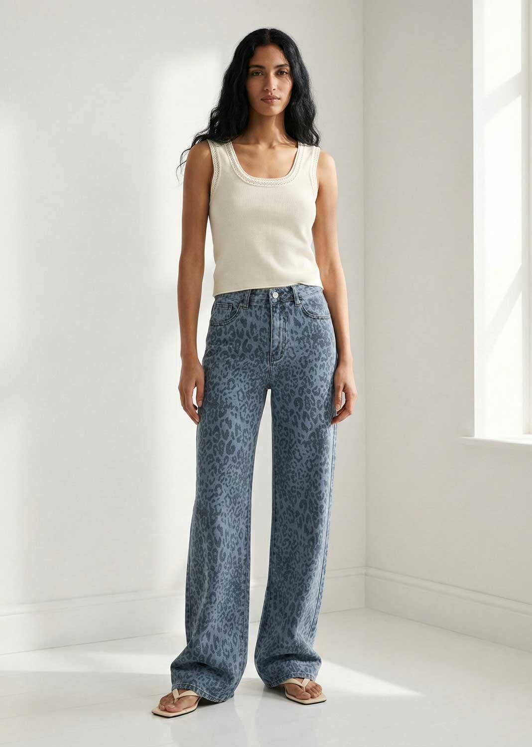 blue leopard jeans 