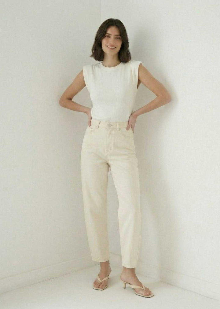 Genevieve Extended Shoulder Tshirt White