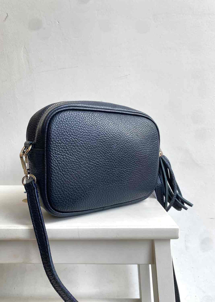 Navy Global Leather Camera Bag