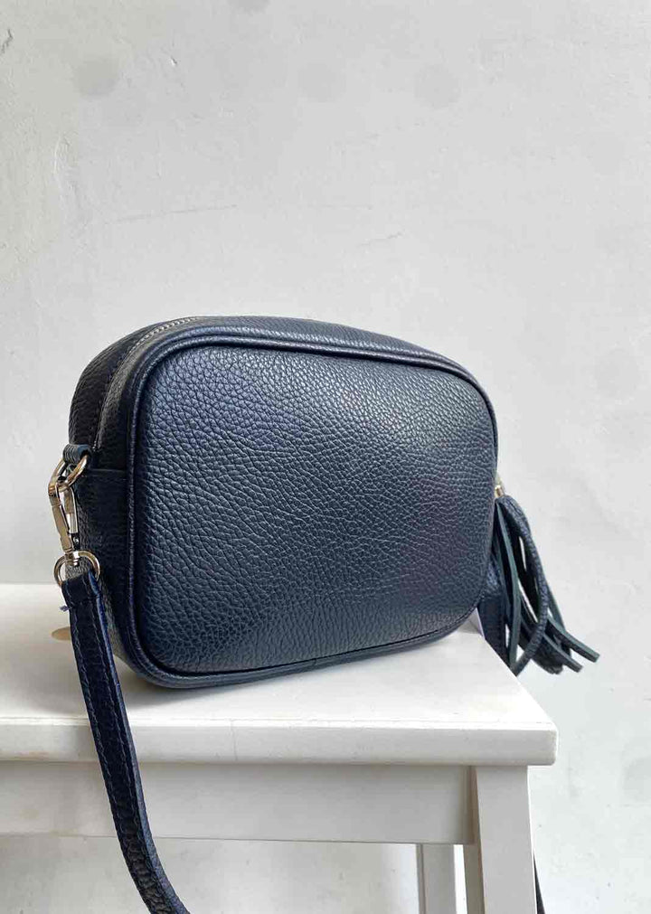 Navy Global Leather Camera Bag