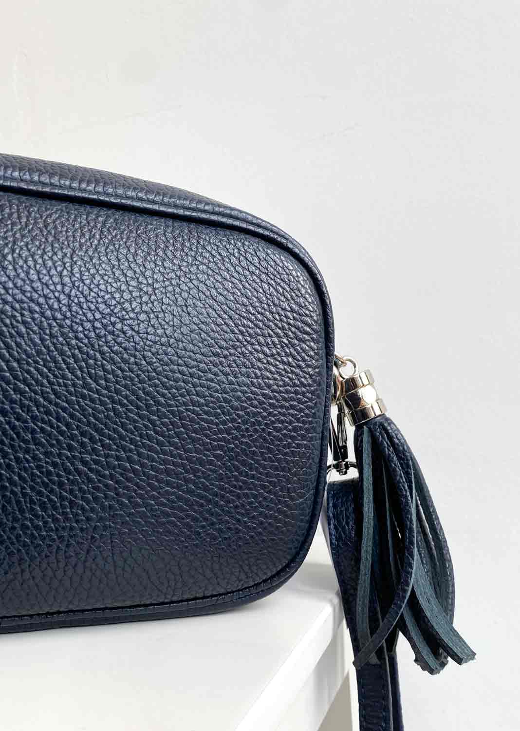 Navy Global Leather Camera Bag