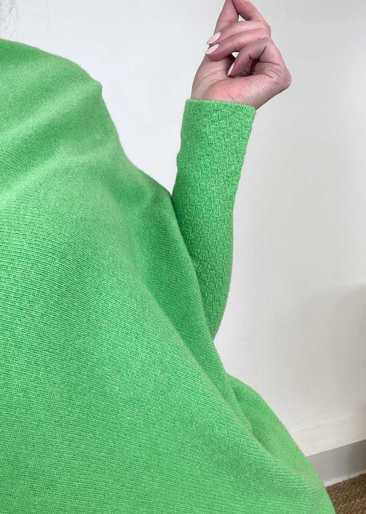 Grace Asymmetric Knit Jumper Apple Green