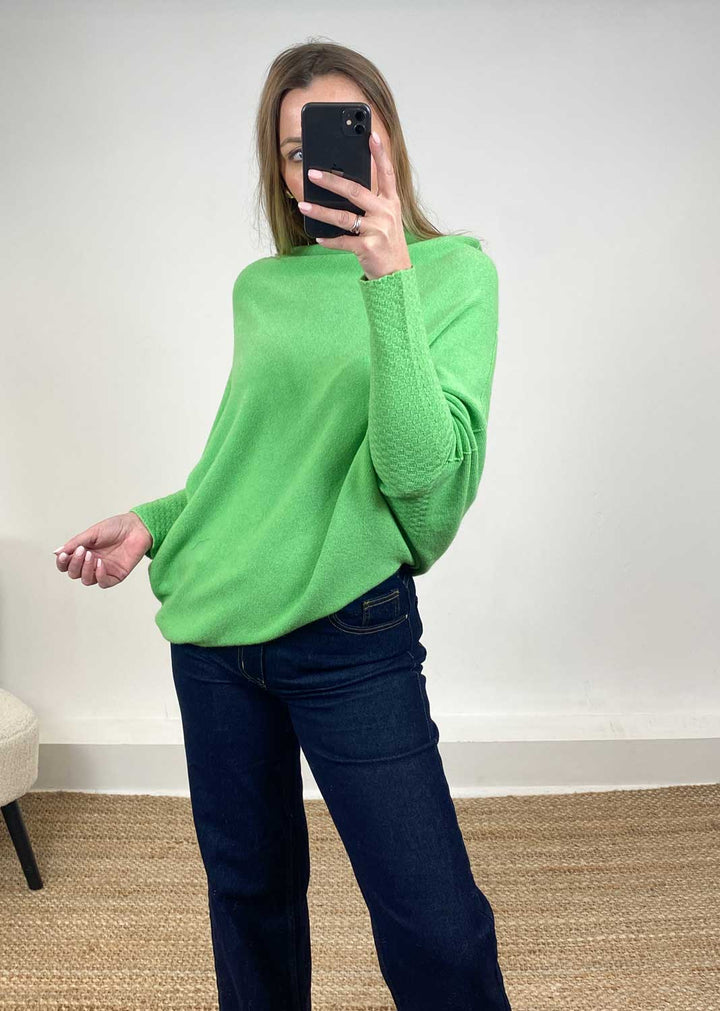 Grace Asymmetric Knit Jumper Apple Green