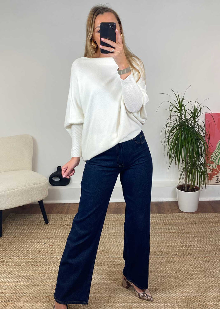 Grace Asymmetric Knit Jumper Ivory