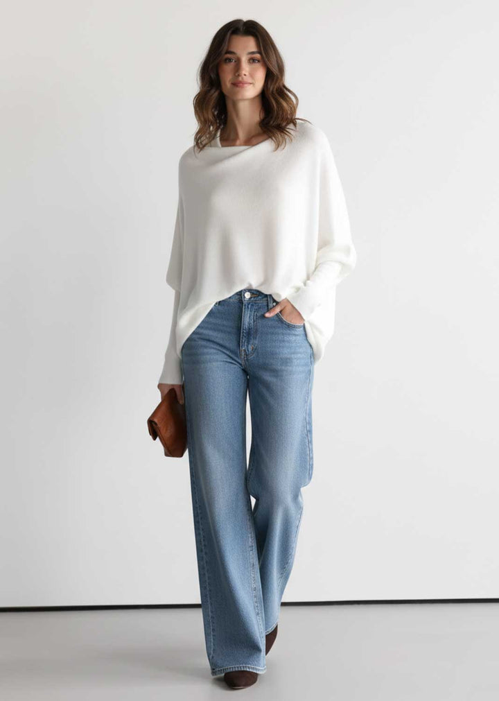 Grace Asymmetric Knit Jumper Ivory