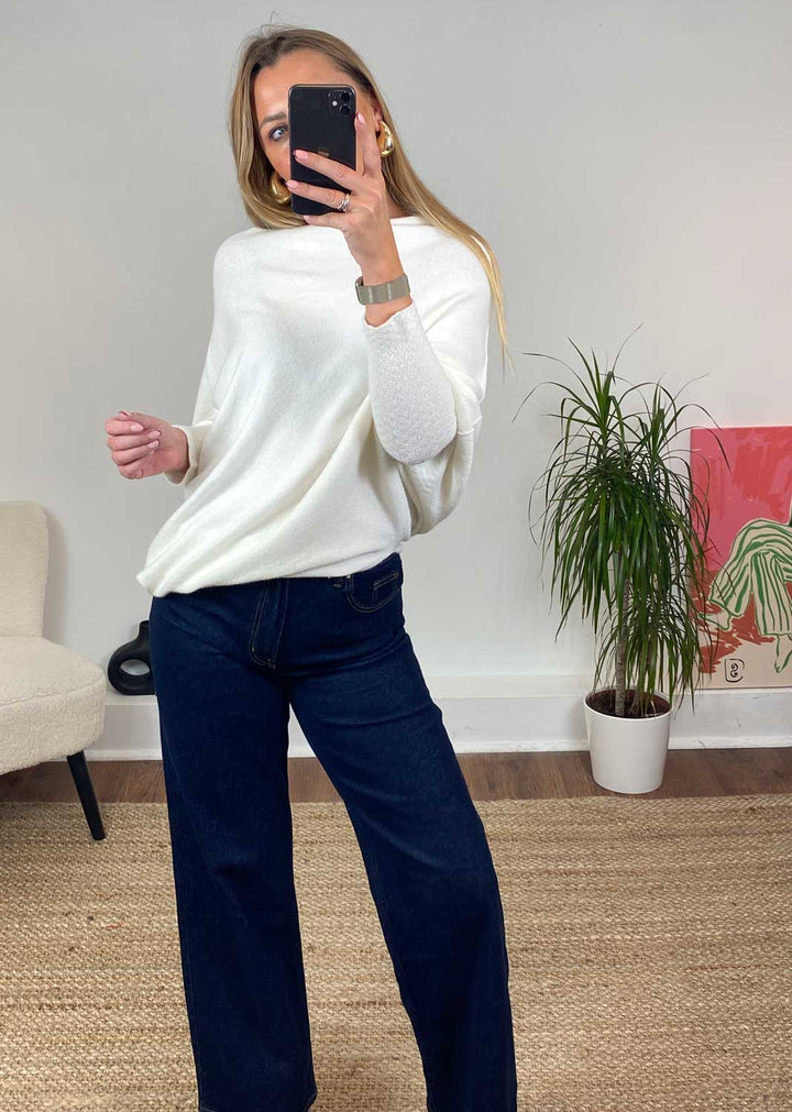 Grace Asymmetric Knit Jumper Ivory
