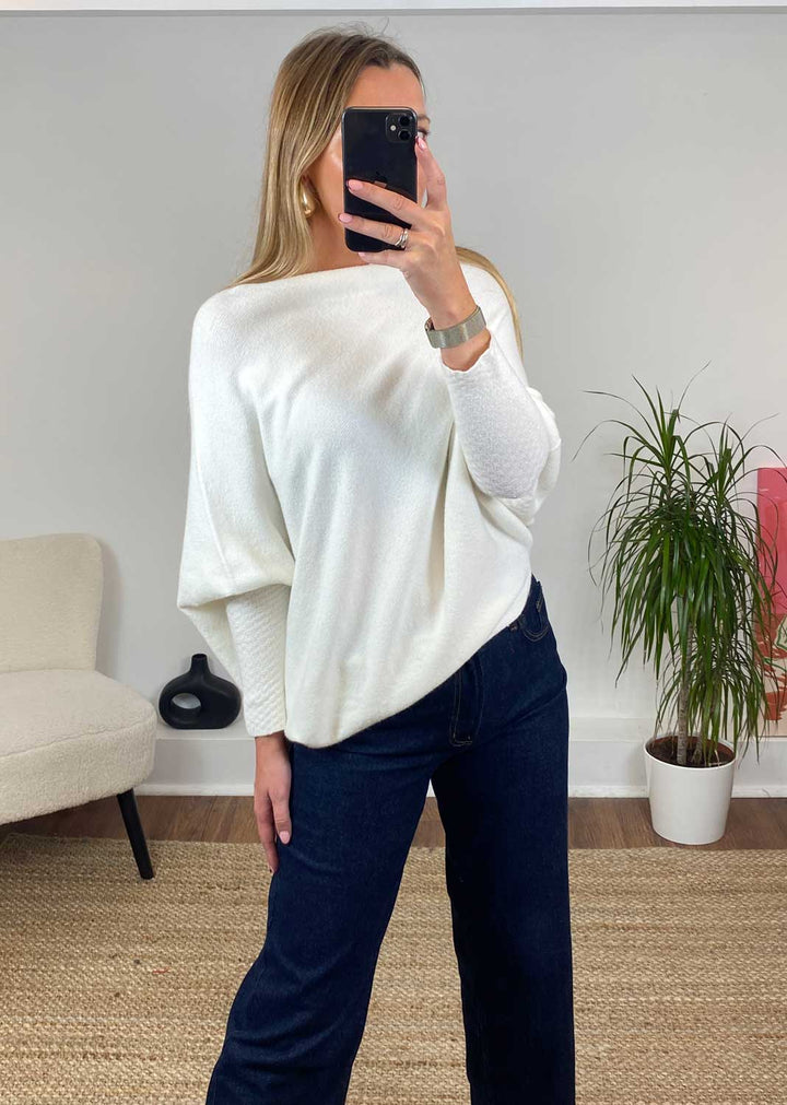 Grace Asymmetric Knit Jumper Ivory