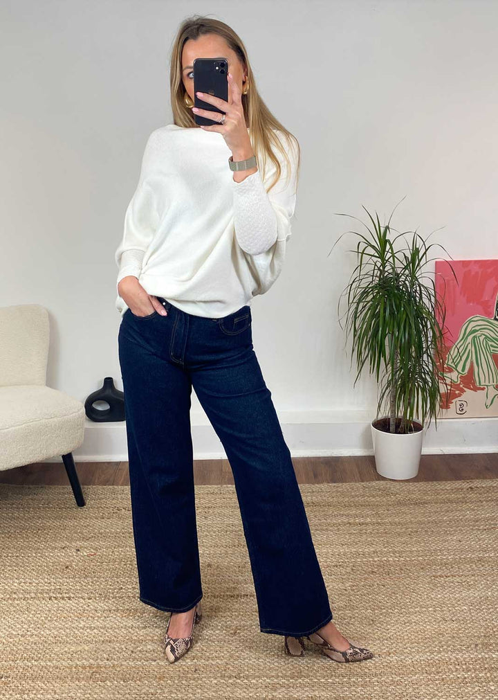Grace Asymmetric Knit Jumper Ivory