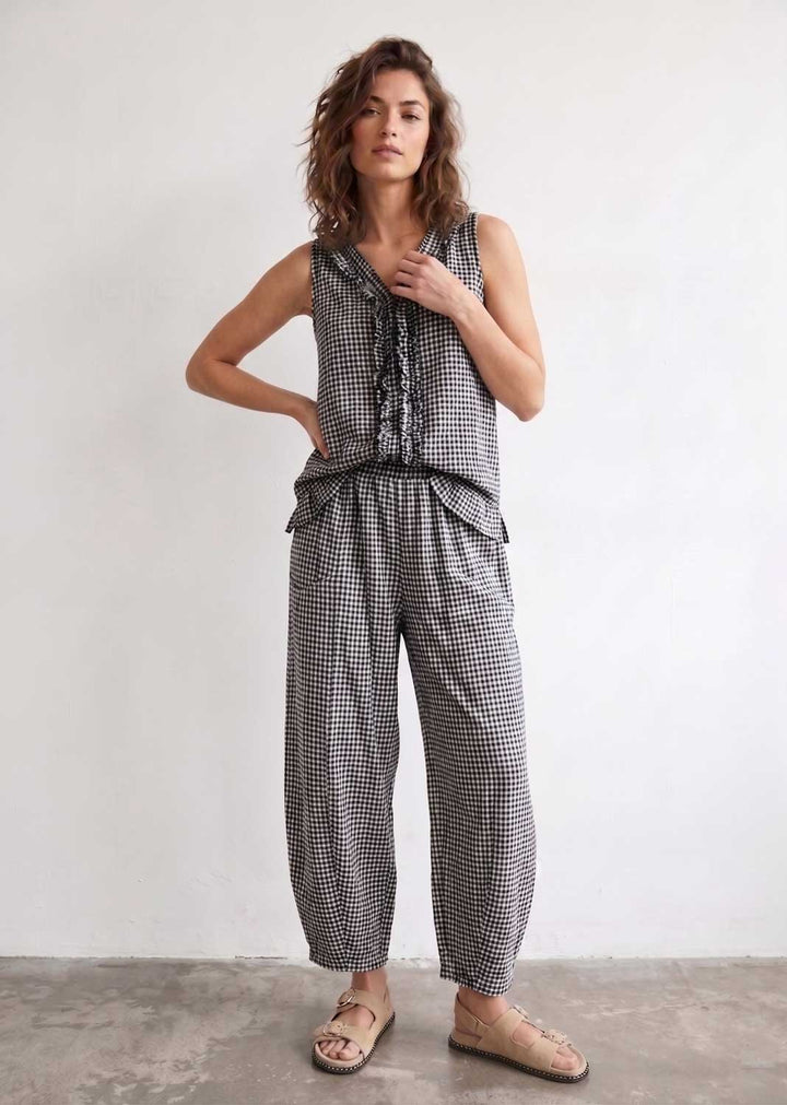 Haven Black Gingham Barrel Pants