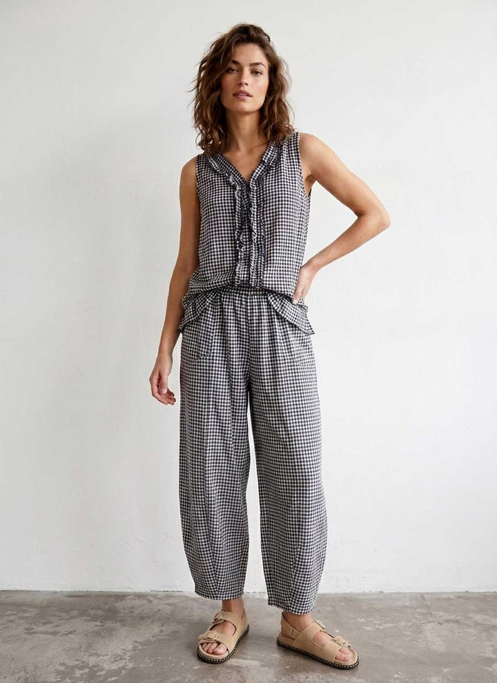 Haven Black Gingham Barrel Pants