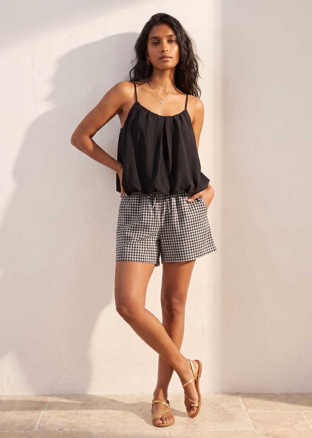 Haven Black Gingham Shorts