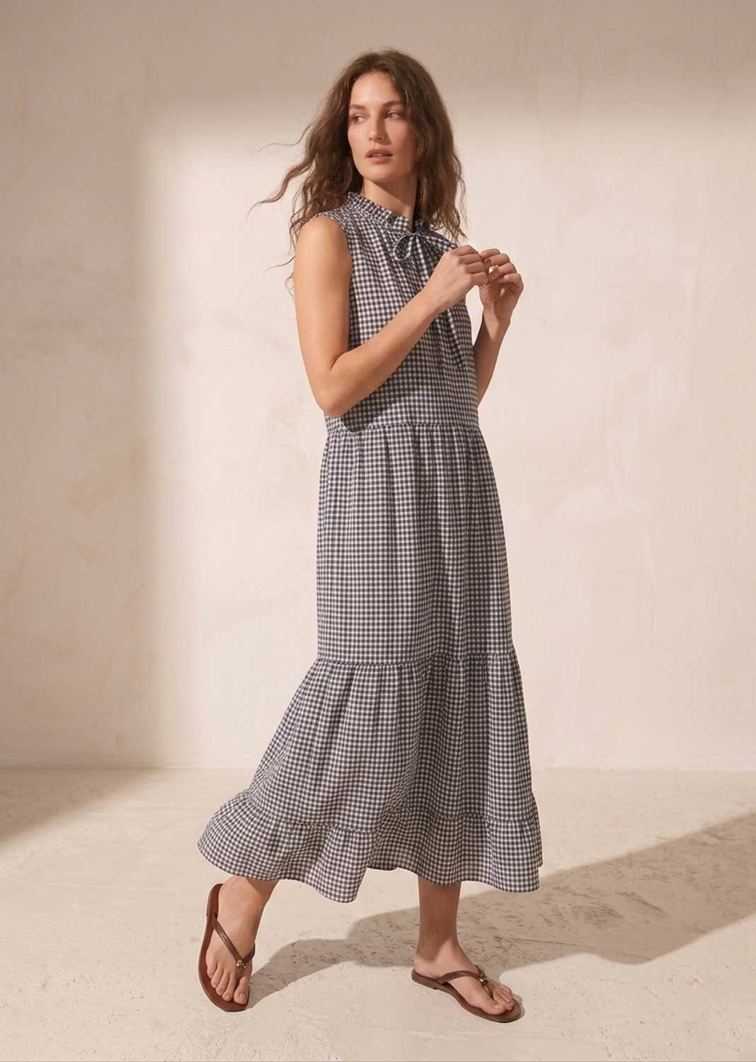 Navy and white Gingham Dress
