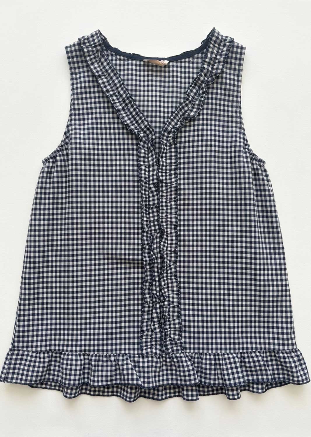 Haven Navy Gingham Frill Top