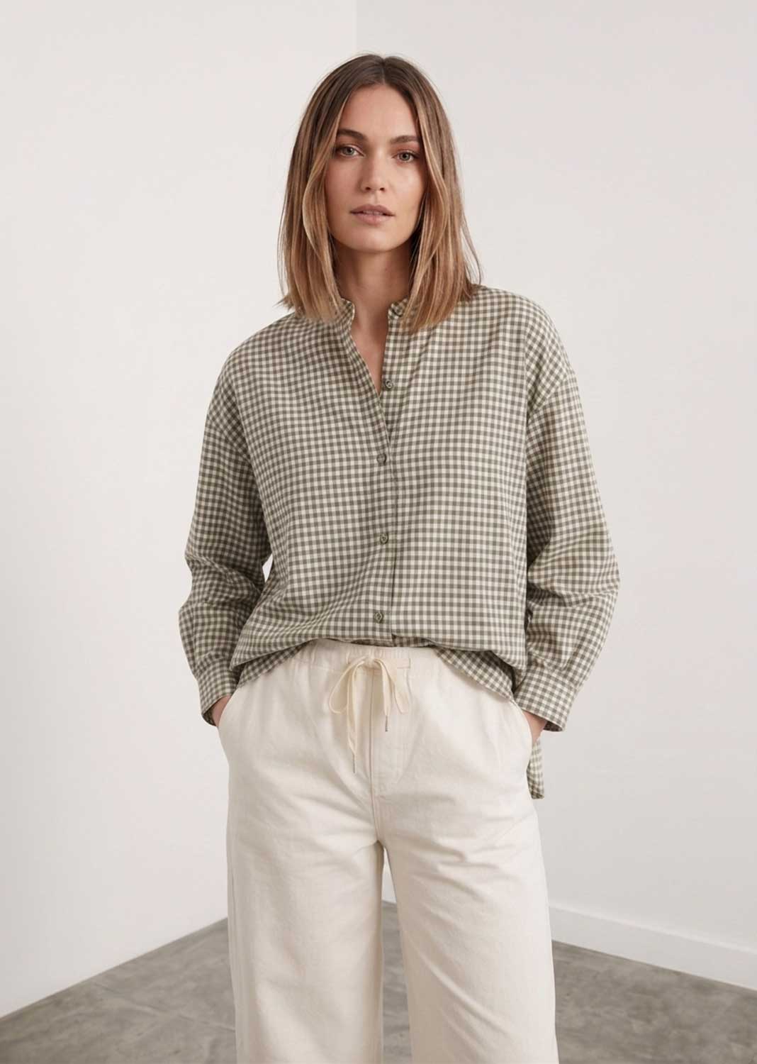 Haven Sage Green Gingham Blouse