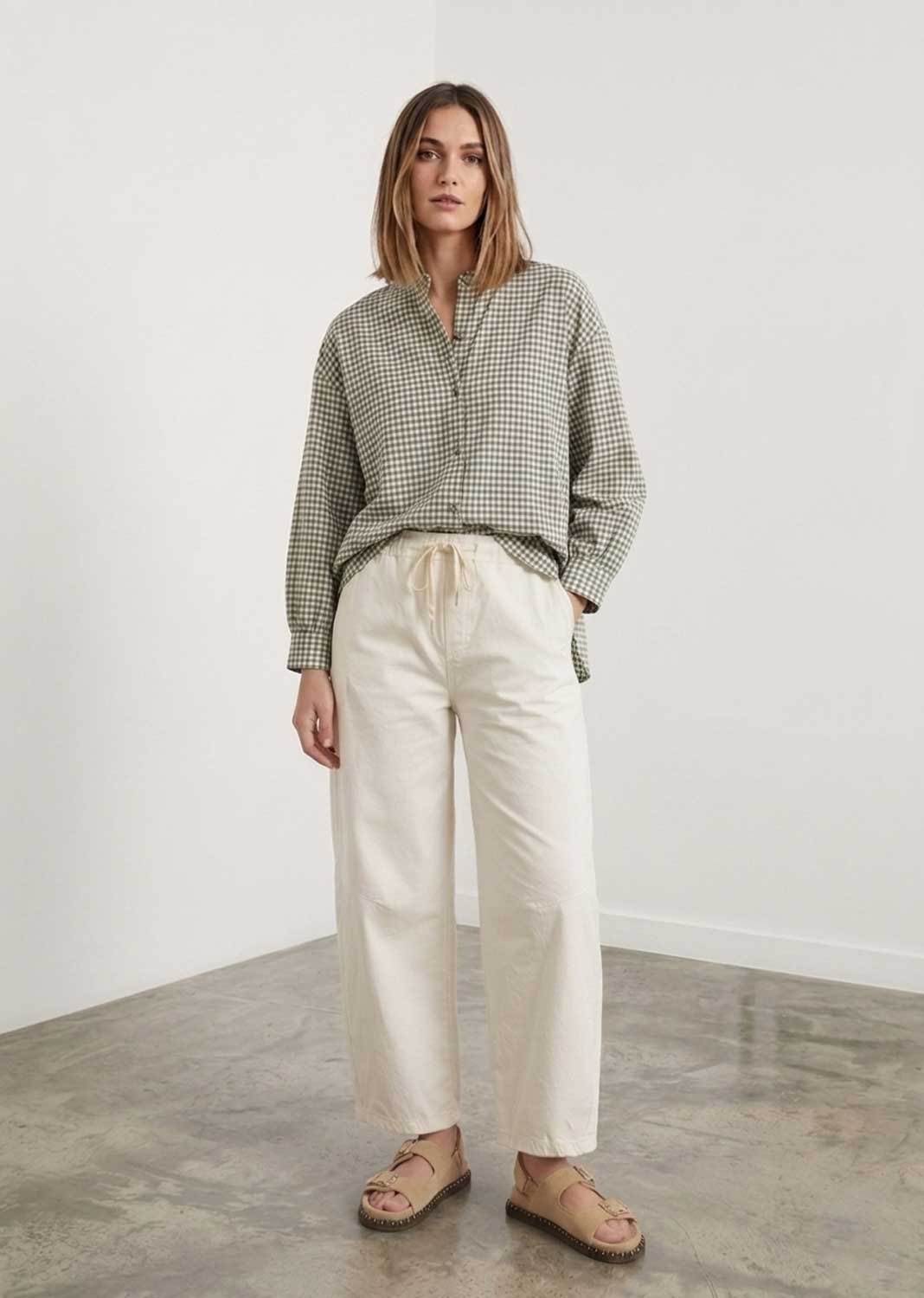 Haven Sage Green Gingham Blouse