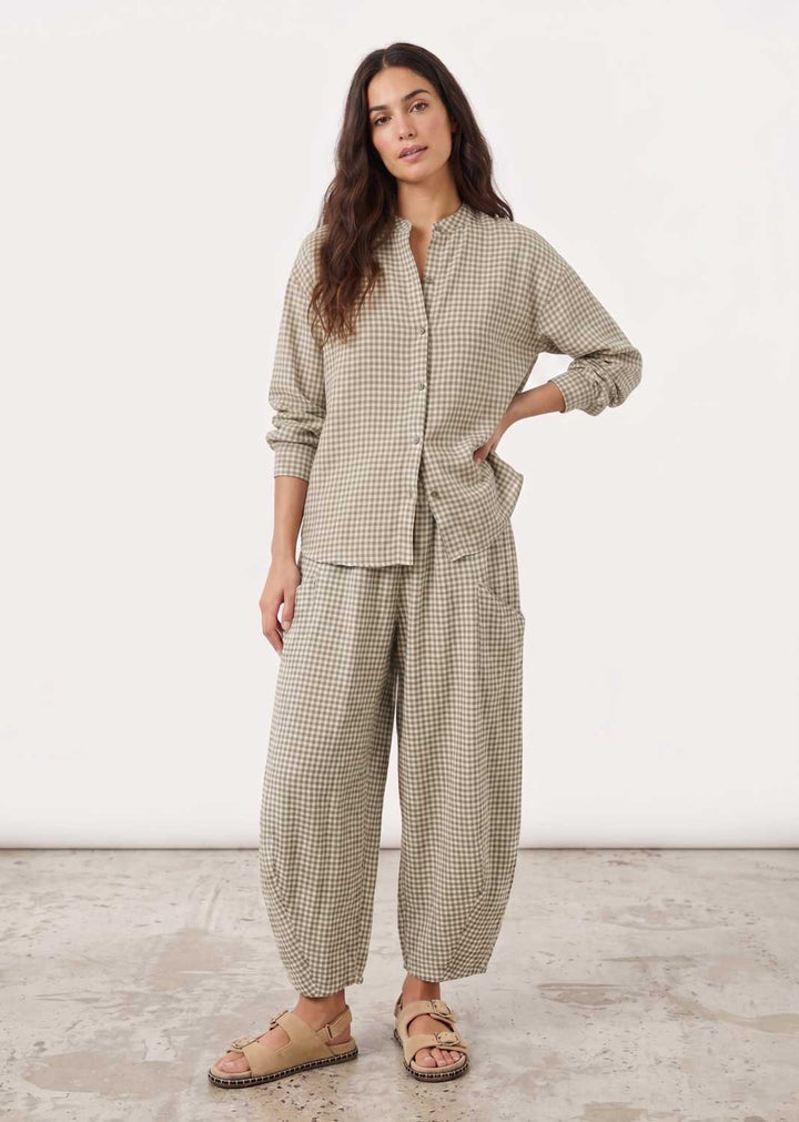 Haven Sage Green Gingham Blouse