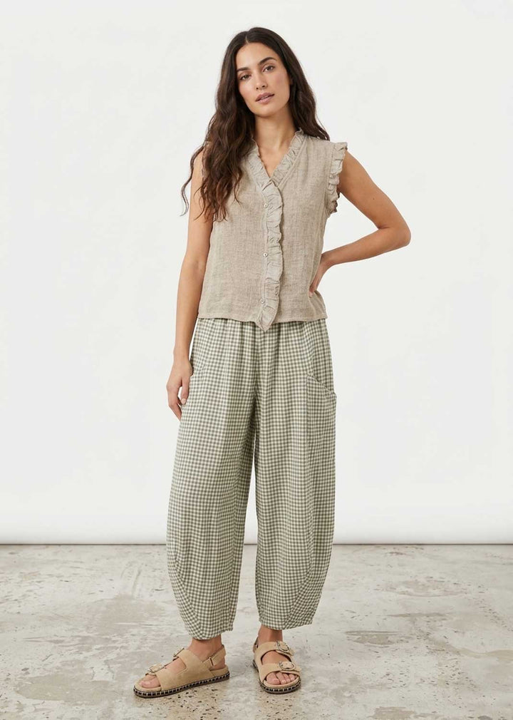 gingham barrel pants