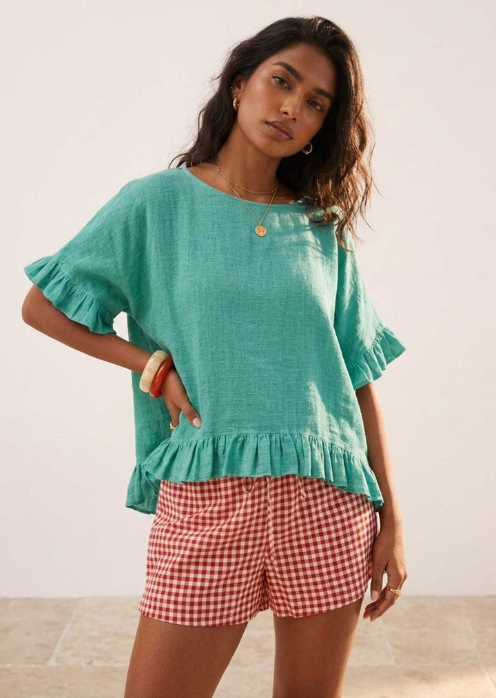 hopsack frilly top 