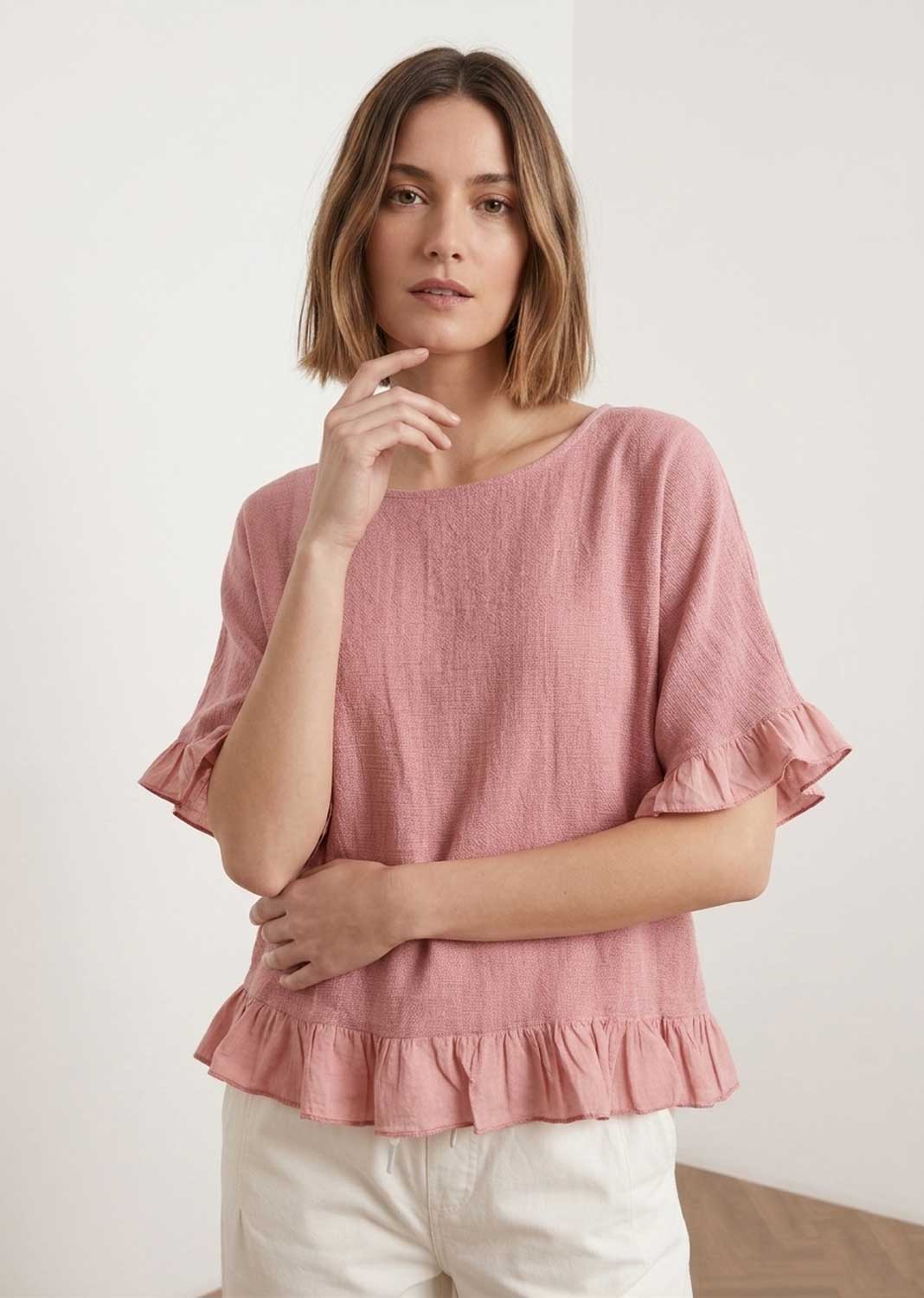 pink hopsack top 