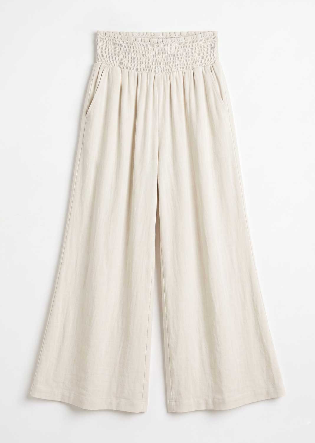 Honour Cream Shirred Palazzo Pants