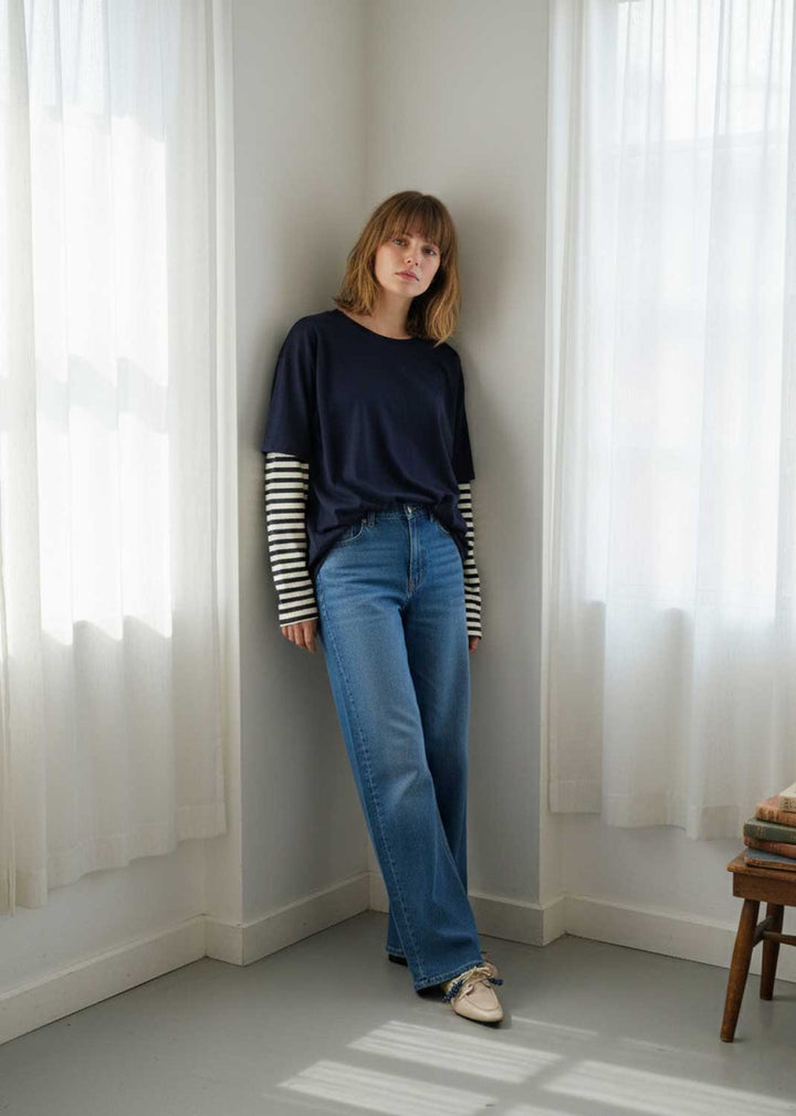 stripe oversized tshirt navy