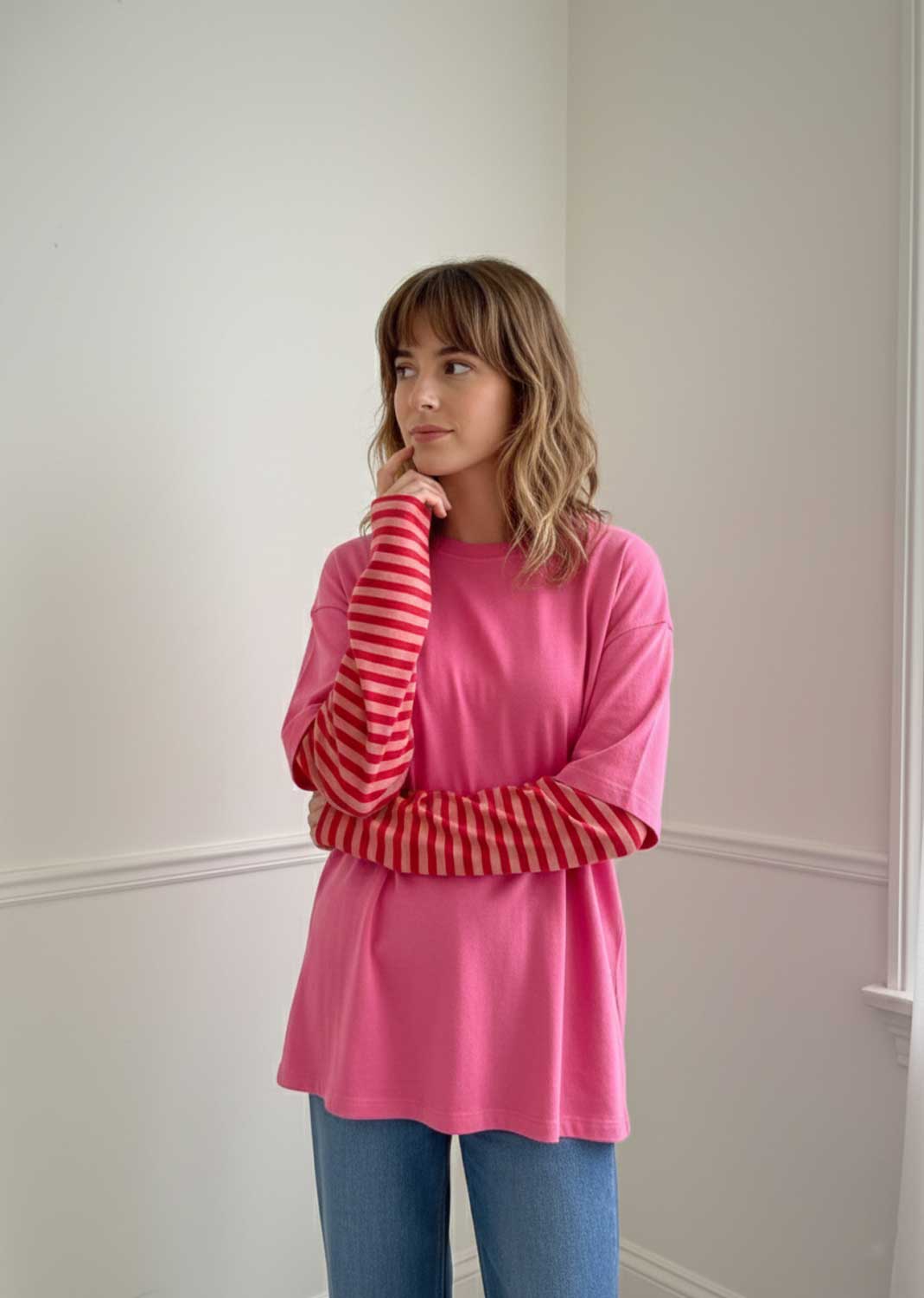 PInk and red long top