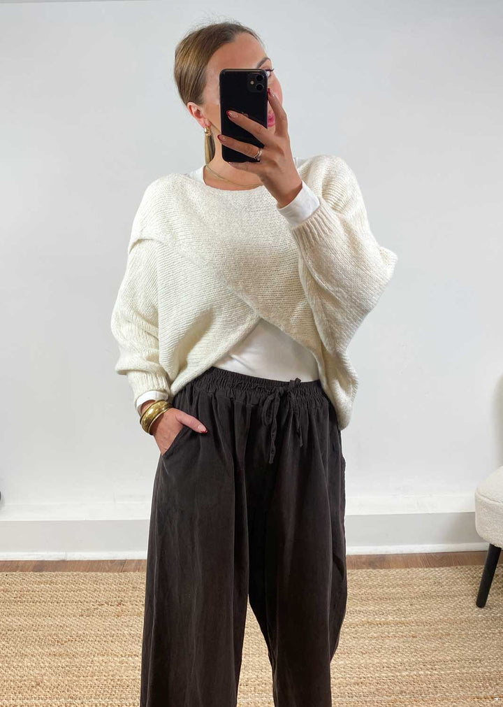 Jane Crossover Knit Jumper Cream
