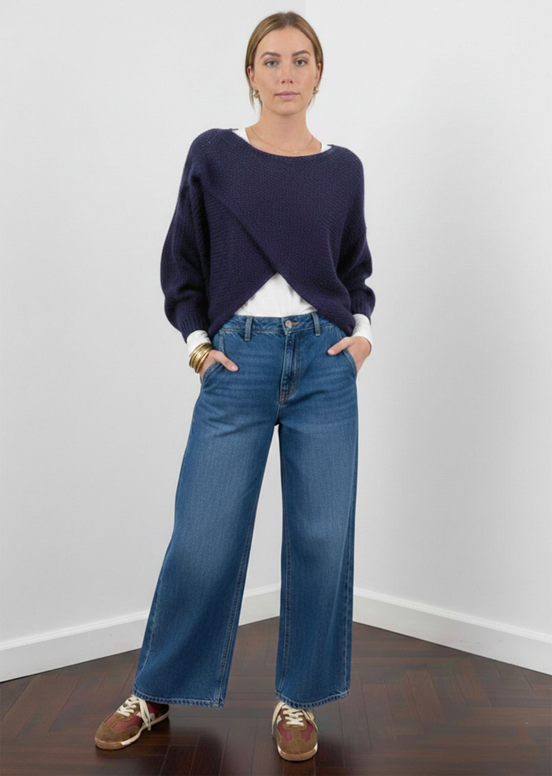Jane Crossover Knit Jumper Navy