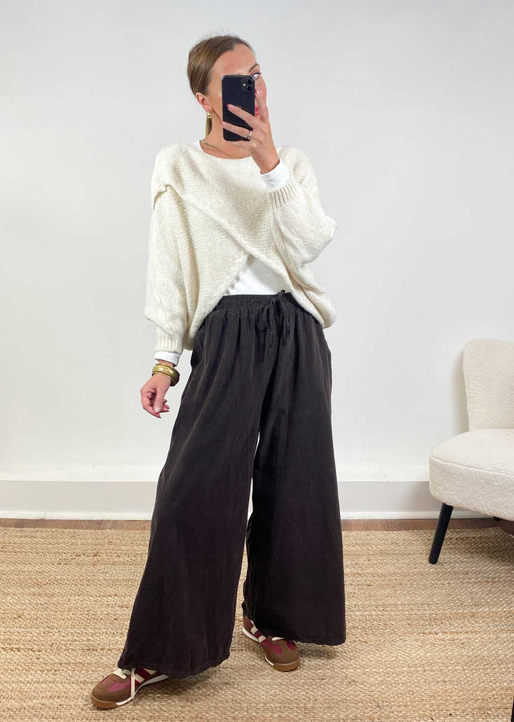 Jane Crossover Knit Jumper Cream