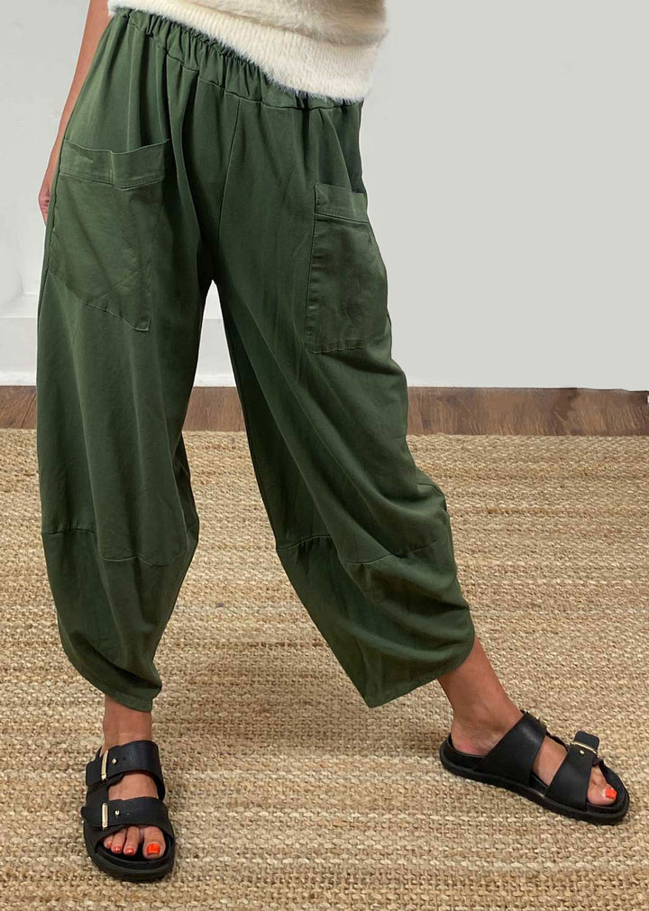 Buxton Jersey Barrel Pocket Pants in Khaki