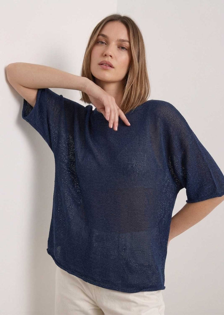 sheer fine knit loose top 
